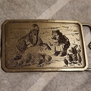 Engraved Brass Wallrus Vintage Belt Buckle
